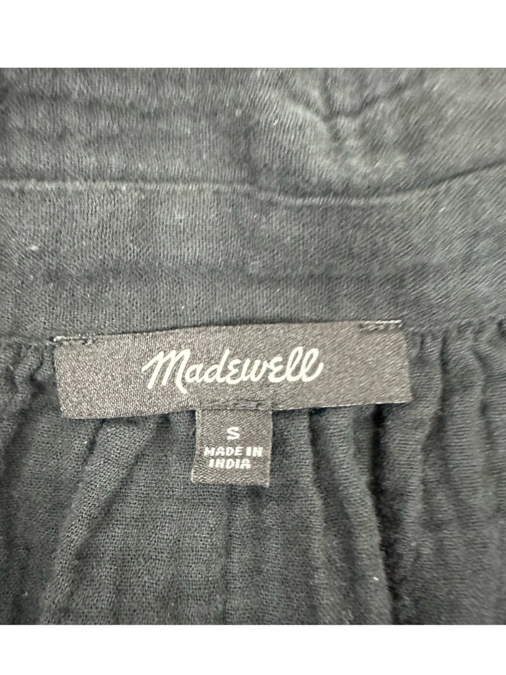 BOGO Madewell Black Crinkle Cotton Cover-Up Button Down Shirtdress - Picture 8 of 10